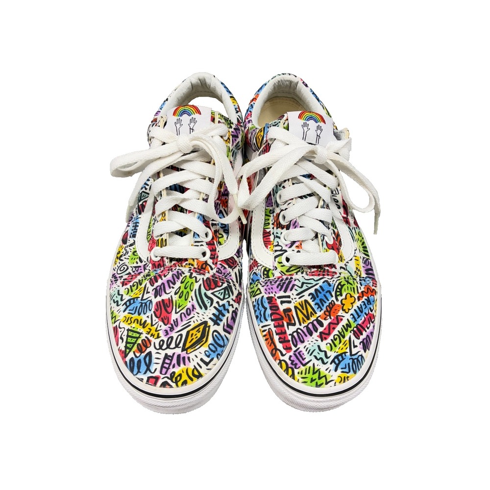 Vans Old Skool Dallas Clayton Pride Shoes Womens 8 Multicolor Graffiti Print NWT
